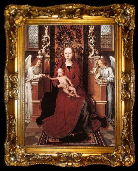 framed  Hans Memling Virgin and Child Enthroned with Two Angels, ta009-2